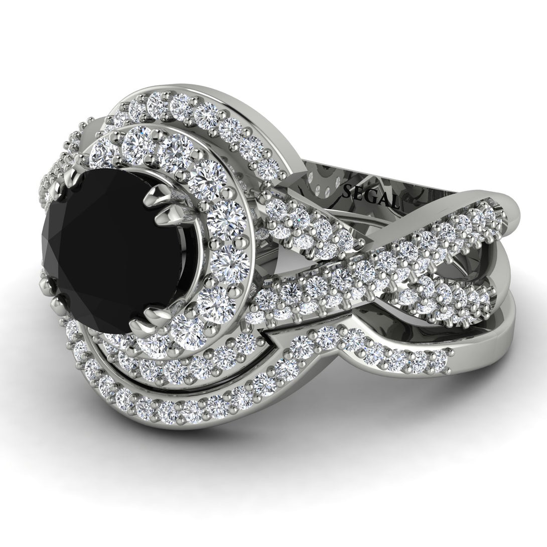 Unique Black Diamond Halo Bridal Set - Jessica No. 9