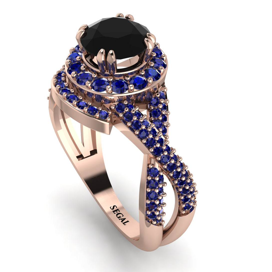 Unique Black Diamond Halo Engagement Ring - Jessica No. 68
