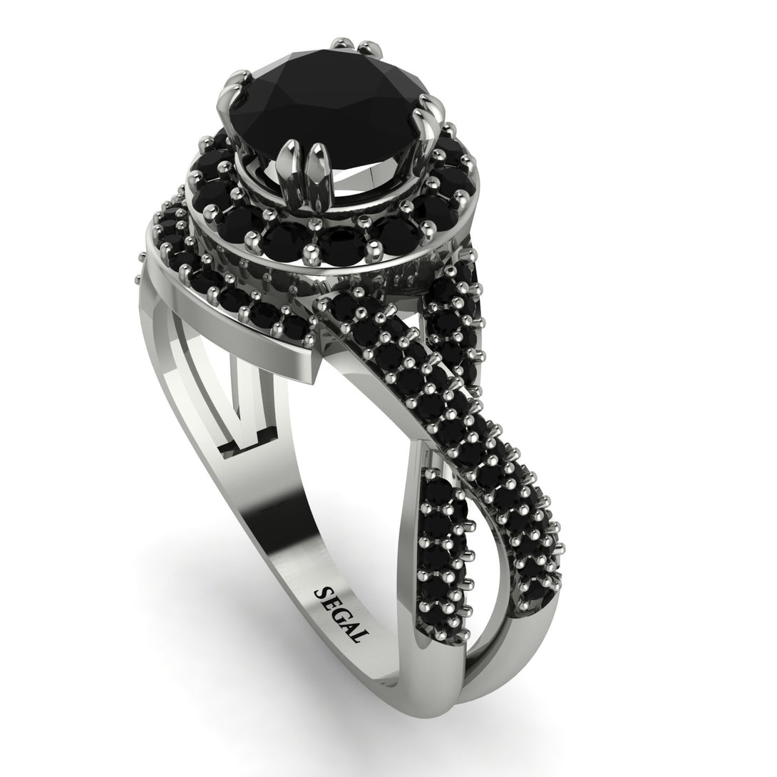 Unique Black Diamond Halo Engagement Ring - Jessica No. 39