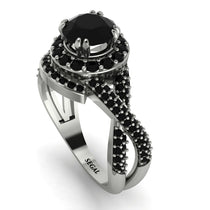 Unique Black Diamond Halo Engagement Ring - Jessica No. 39 image 1