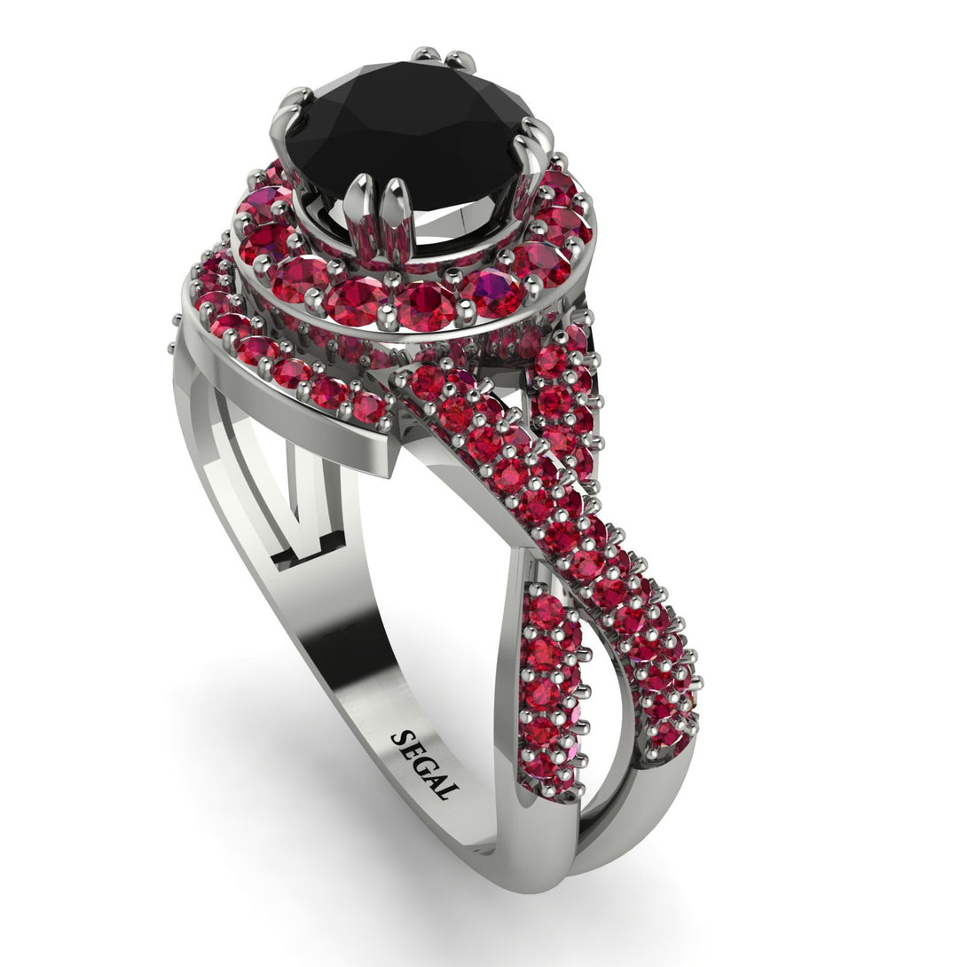 Unique Black Diamond Halo Engagement Ring - Jessica No. 54