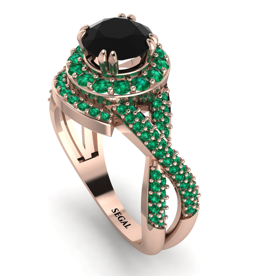 Unique Black Diamond Halo Engagement Ring - Jessica No. 23