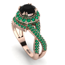 Unique Black Diamond Halo Engagement Ring - Jessica No. 23 image 1