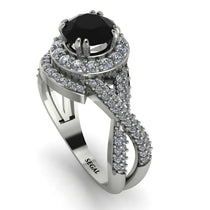 Unique Black Diamond Halo Engagement Ring - Jessica No. 9 image 1