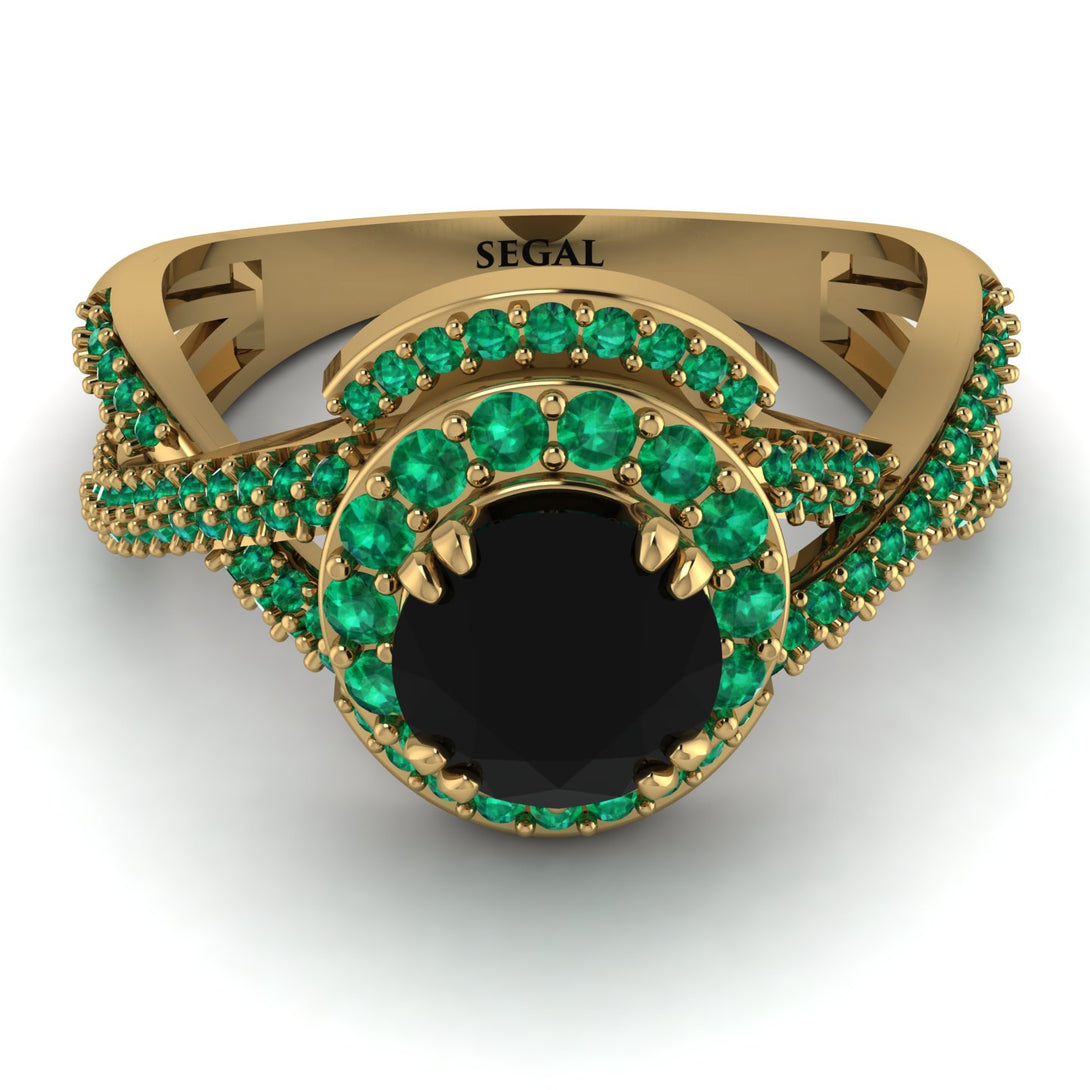 Unique Black Diamond Halo Engagement Ring - Jessica No. 22