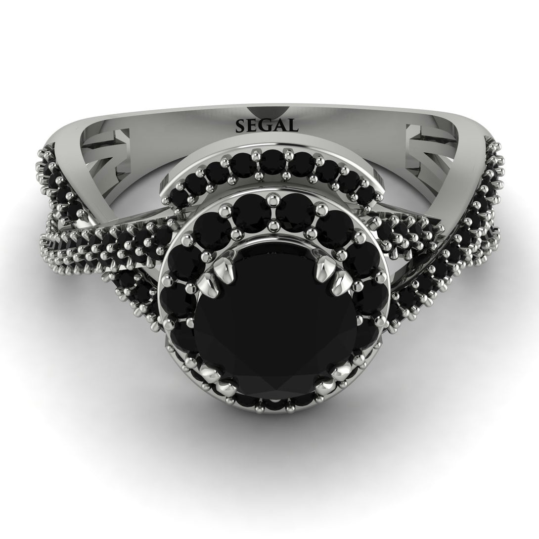 Unique Black Diamond Halo Engagement Ring - Jessica No. 39