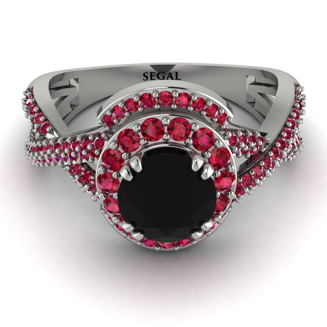 Unique Black Diamond Halo Engagement Ring - Jessica No. 54