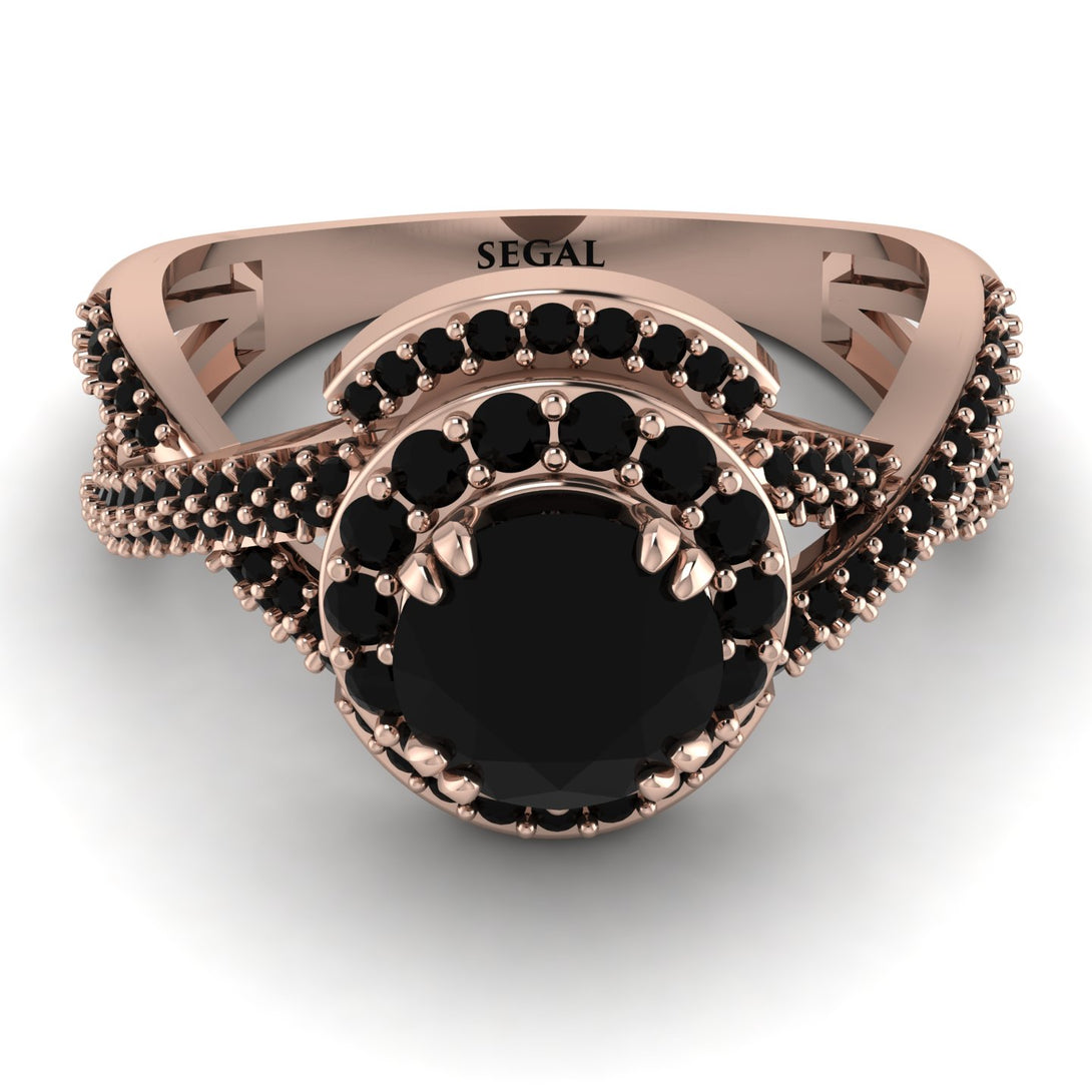 Unique Black Diamond Halo Engagement Ring - Jessica No. 38