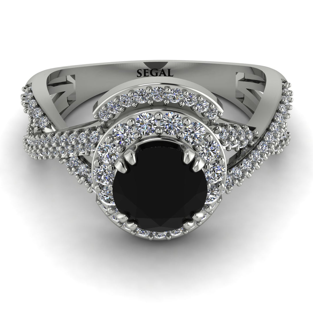 Unique Black Diamond Halo Engagement Ring - Jessica No. 9