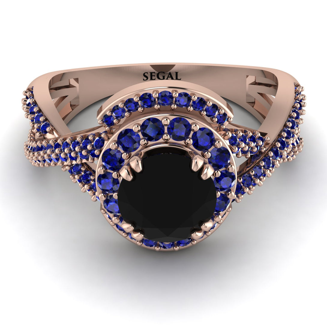 Unique Black Diamond Halo Engagement Ring - Jessica No. 68