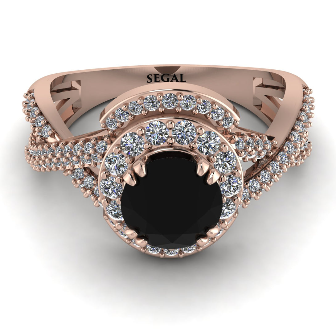 Unique Black Diamond Halo Engagement Ring - Jessica No. 8