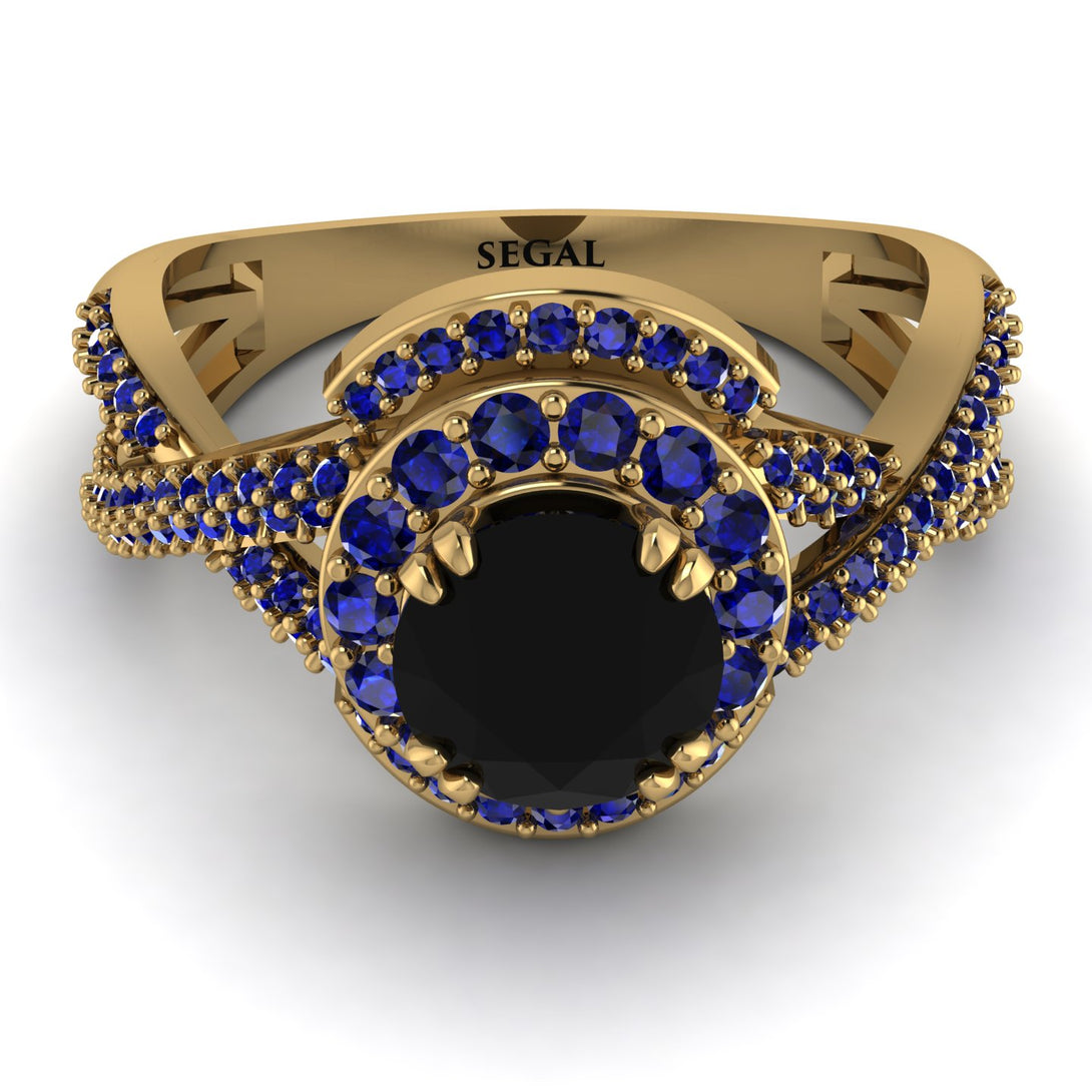 Unique Black Diamond Halo Engagement Ring - Jessica No. 67