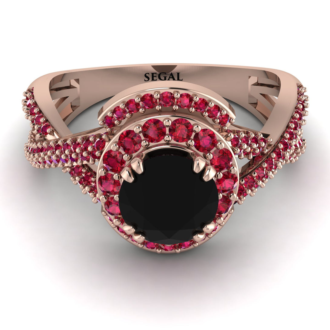 Unique Black Diamond Halo Engagement Ring - Jessica No. 53