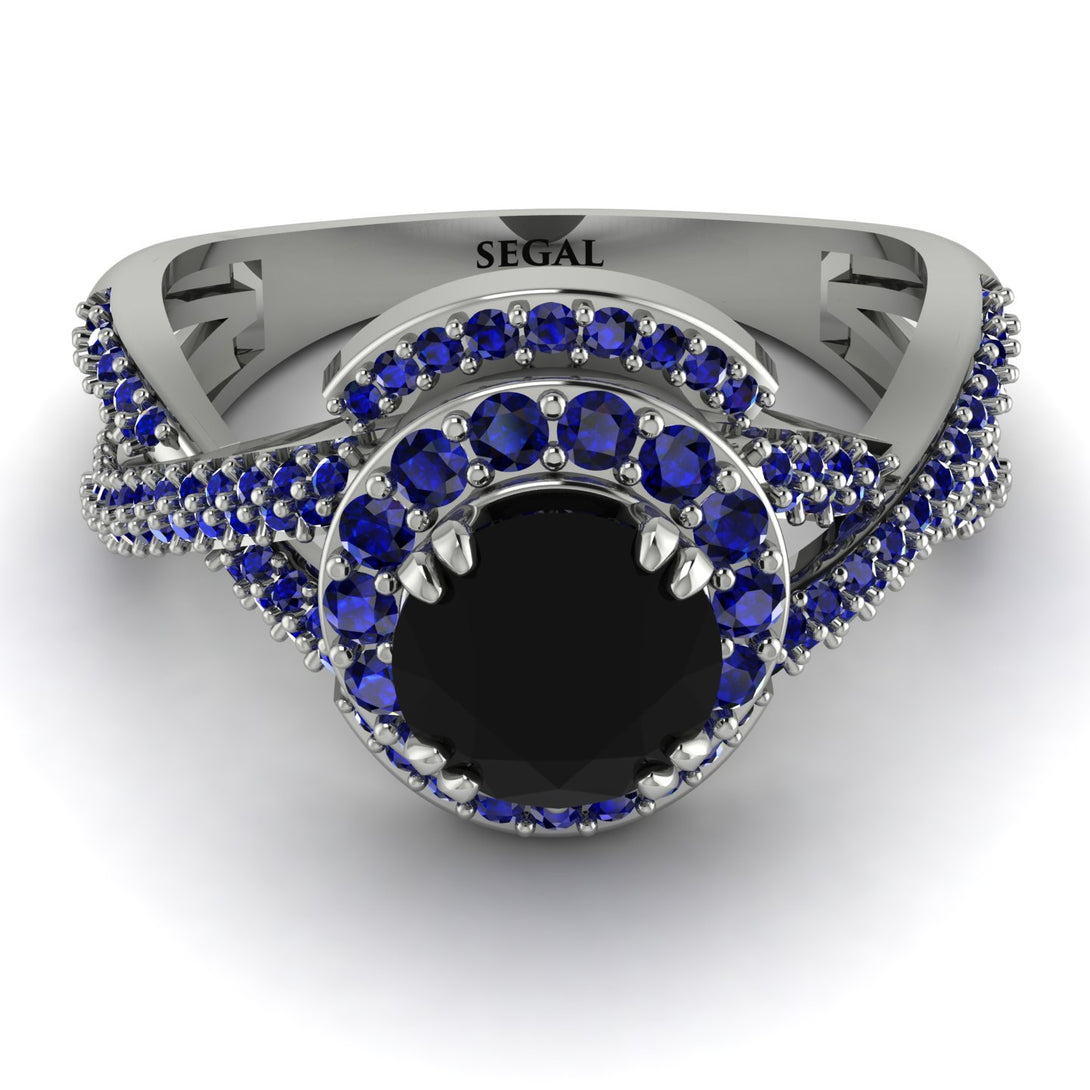 Unique Black Diamond Halo Engagement Ring - Jessica No. 69