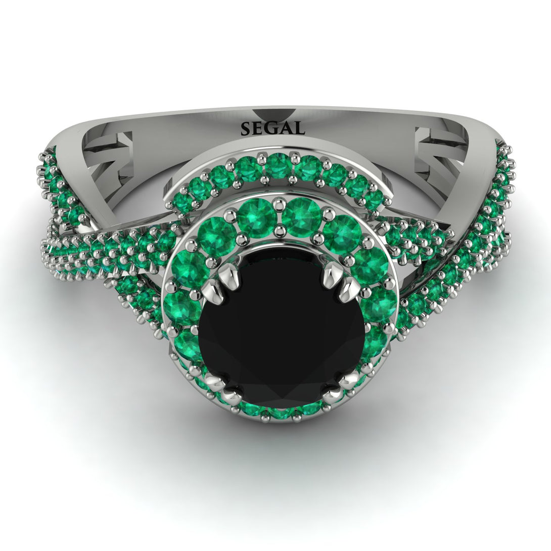 Unique Black Diamond Halo Engagement Ring - Jessica No. 24