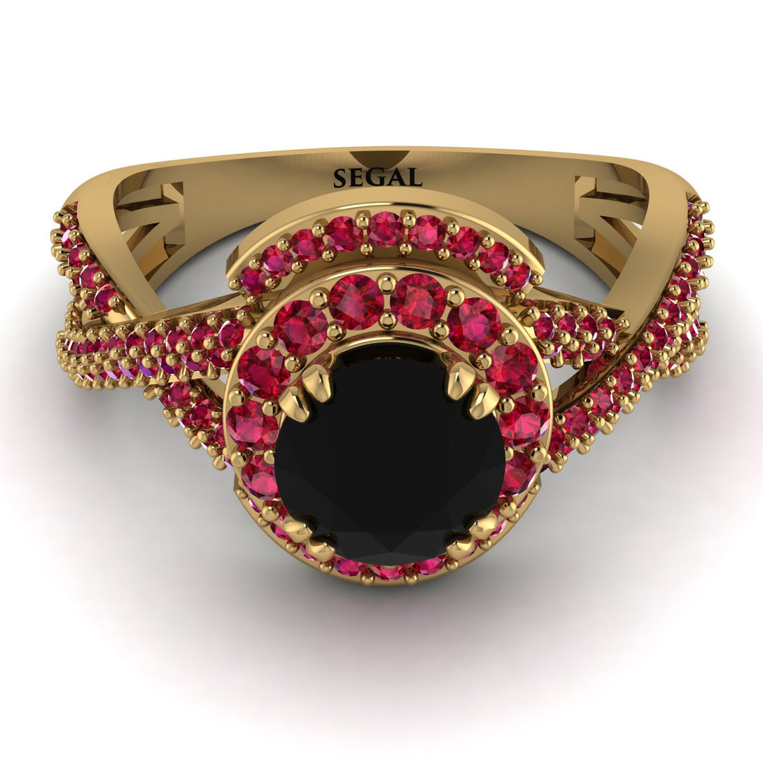 Unique Black Diamond Halo Engagement Ring - Jessica No. 52