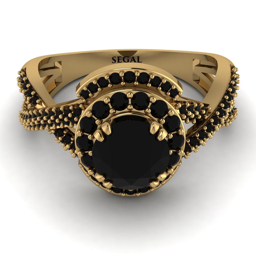 Unique Black Diamond Halo Engagement Ring - Jessica No. 37