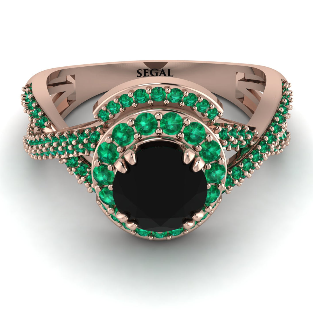 Unique Black Diamond Halo Engagement Ring - Jessica No. 23