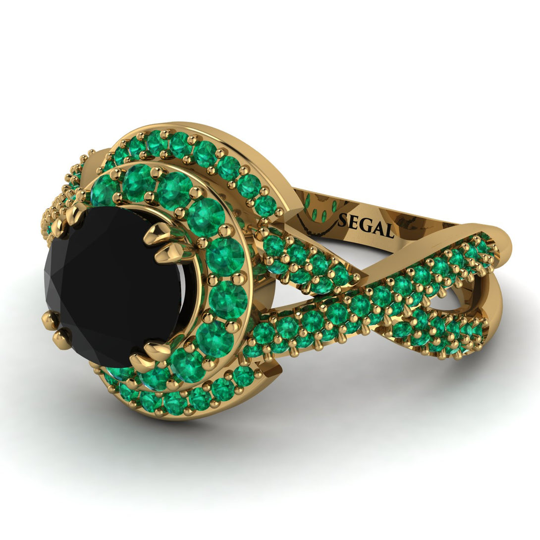 Unique Black Diamond Halo Engagement Ring - Jessica No. 22
