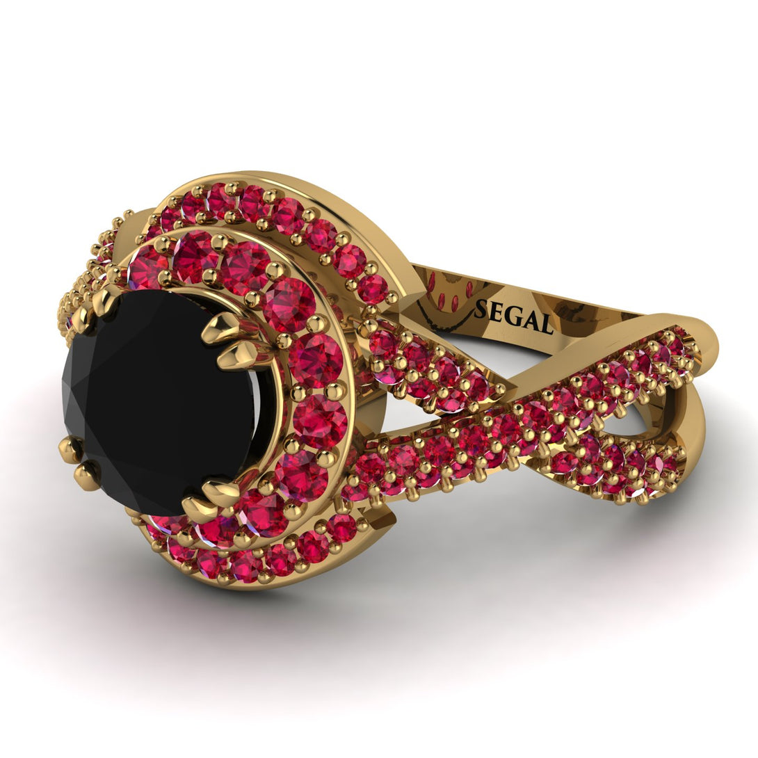 Unique Black Diamond Halo Engagement Ring - Jessica No. 52