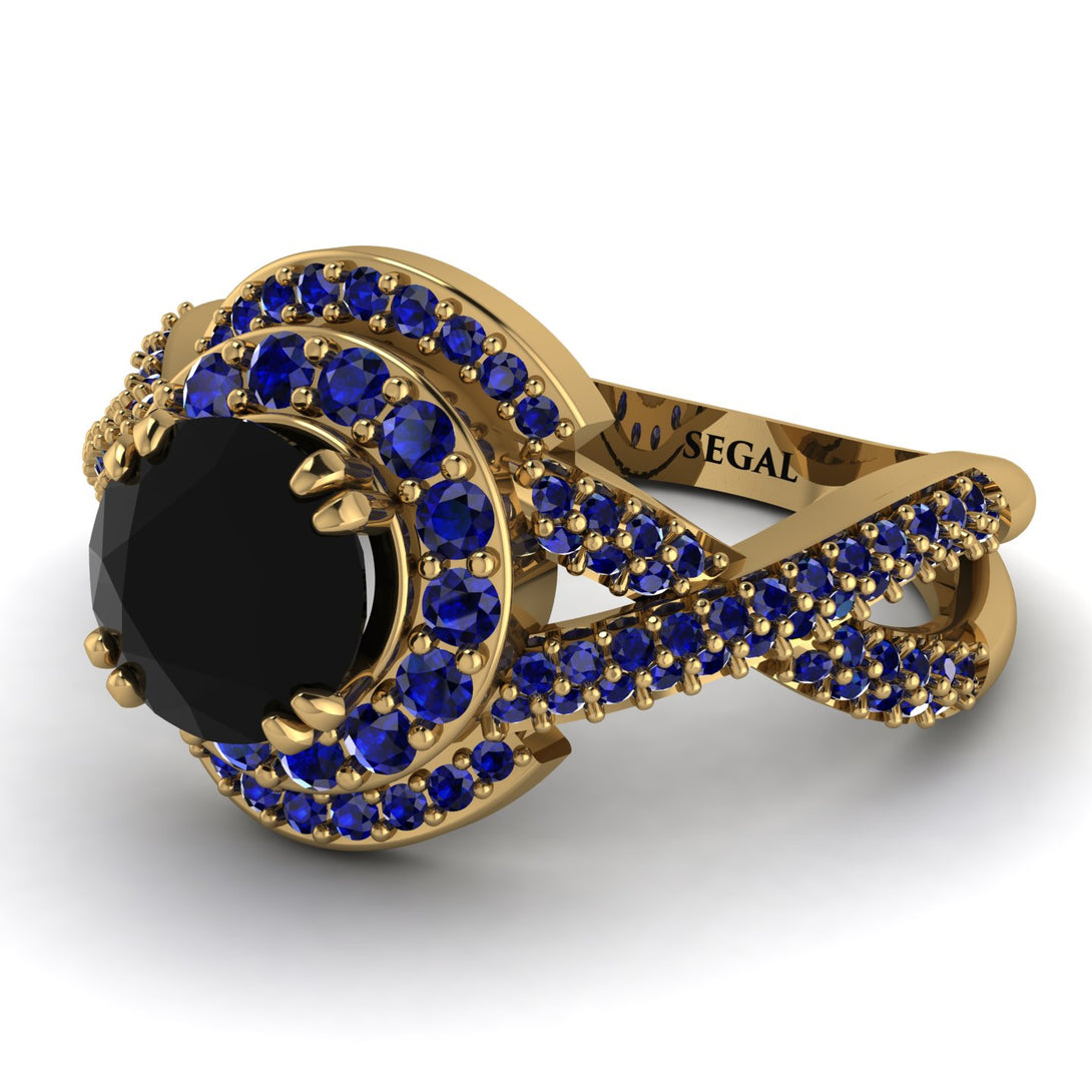 Unique Black Diamond Halo Engagement Ring - Jessica No. 67