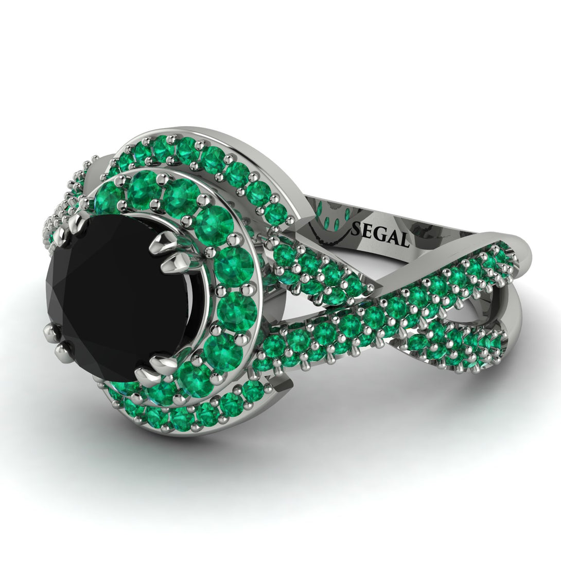 Unique Black Diamond Halo Engagement Ring - Jessica No. 24