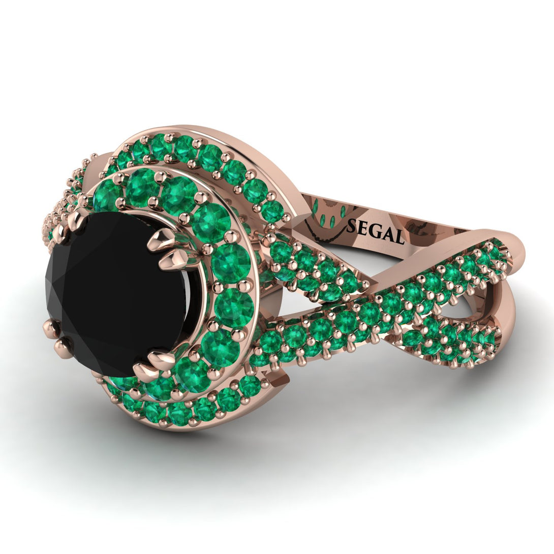 Unique Black Diamond Halo Engagement Ring - Jessica No. 23