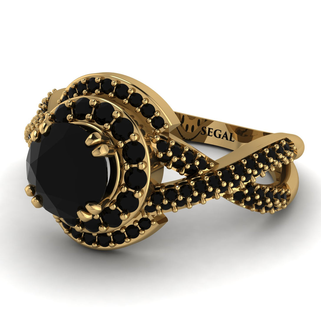 Unique Black Diamond Halo Engagement Ring - Jessica No. 37