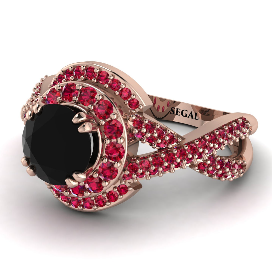 Unique Black Diamond Halo Engagement Ring - Jessica No. 53