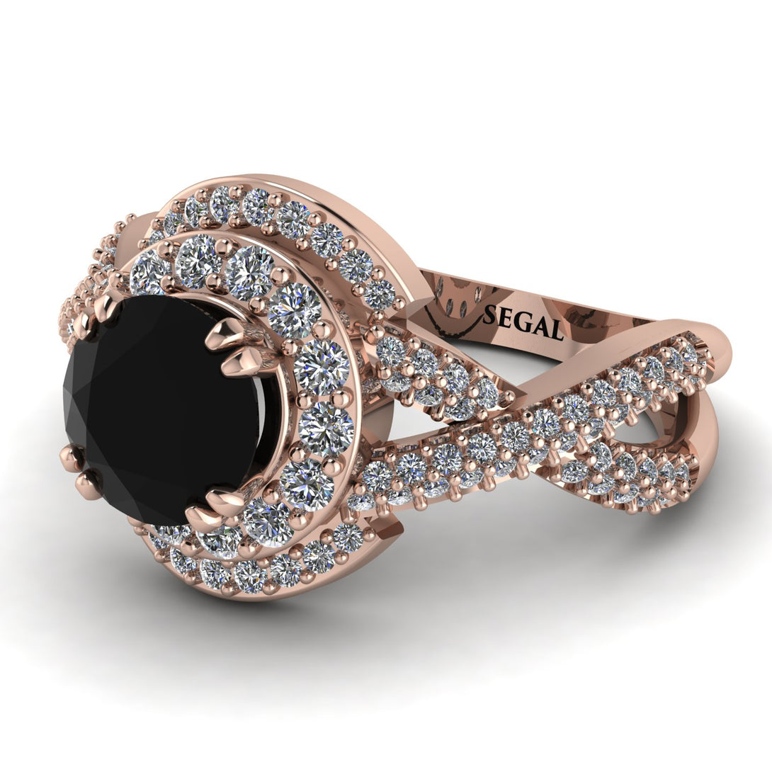 Unique Black Diamond Halo Engagement Ring - Jessica No. 8