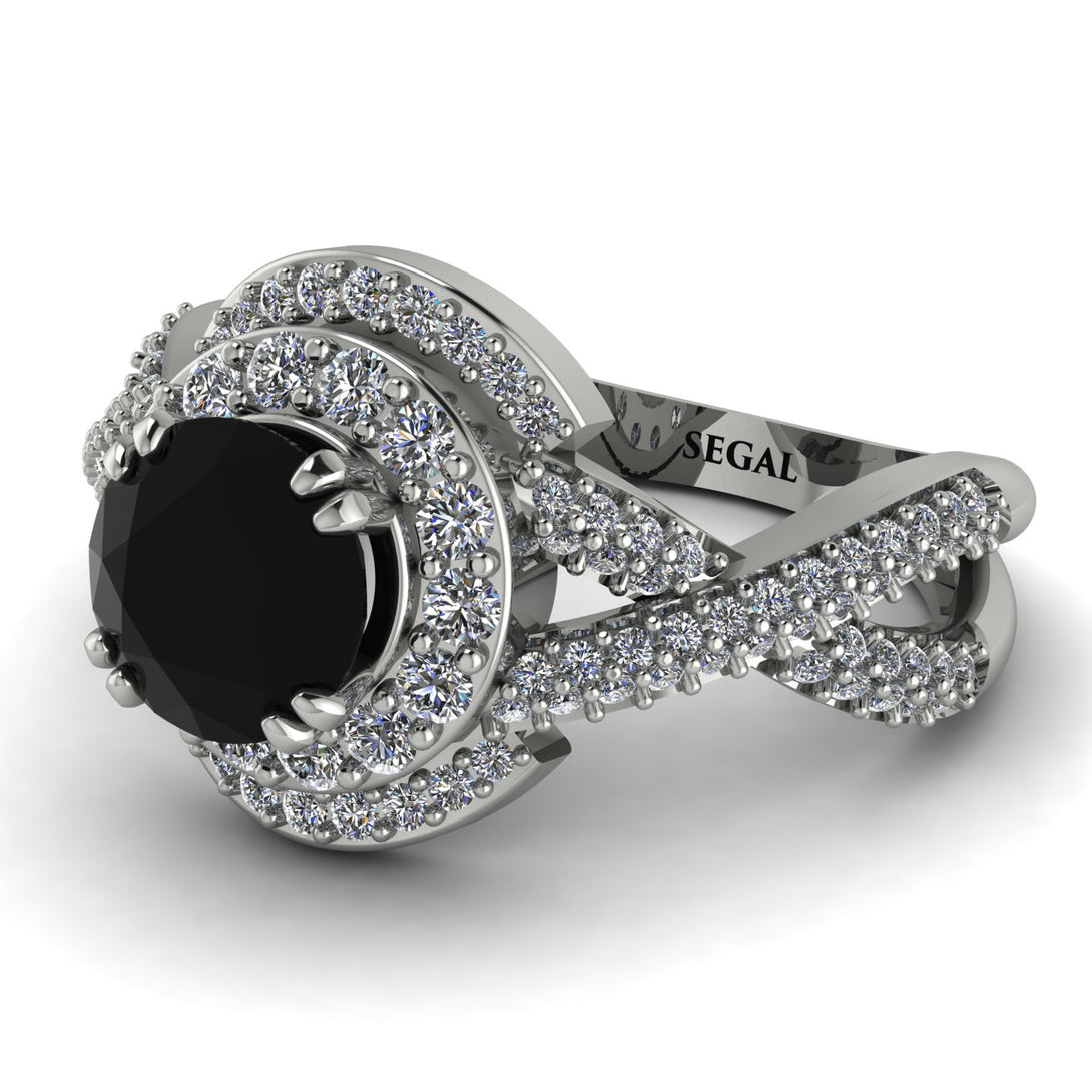 Unique Black Diamond Halo Engagement Ring - Jessica No. 9