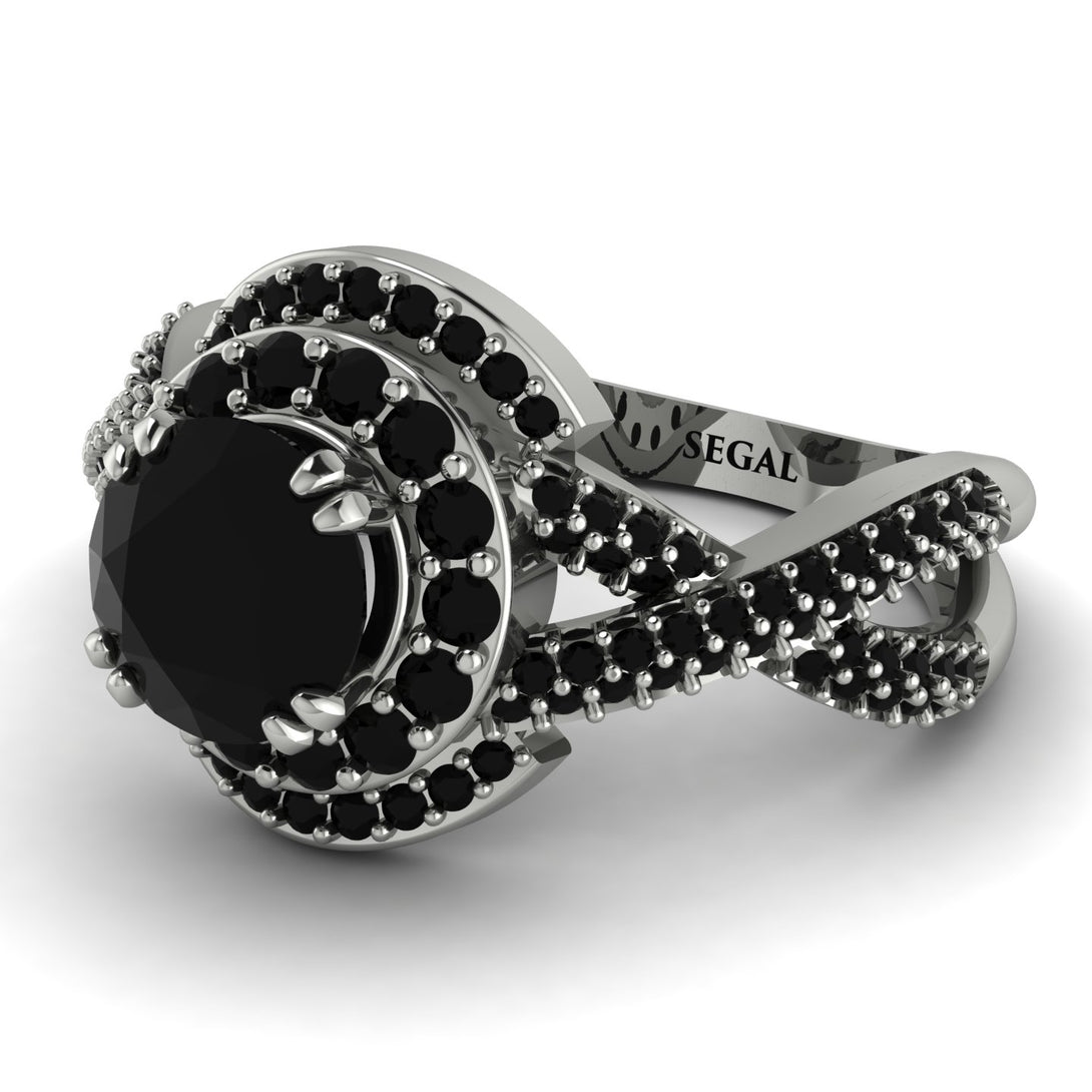 Unique Black Diamond Halo Engagement Ring - Jessica No. 39