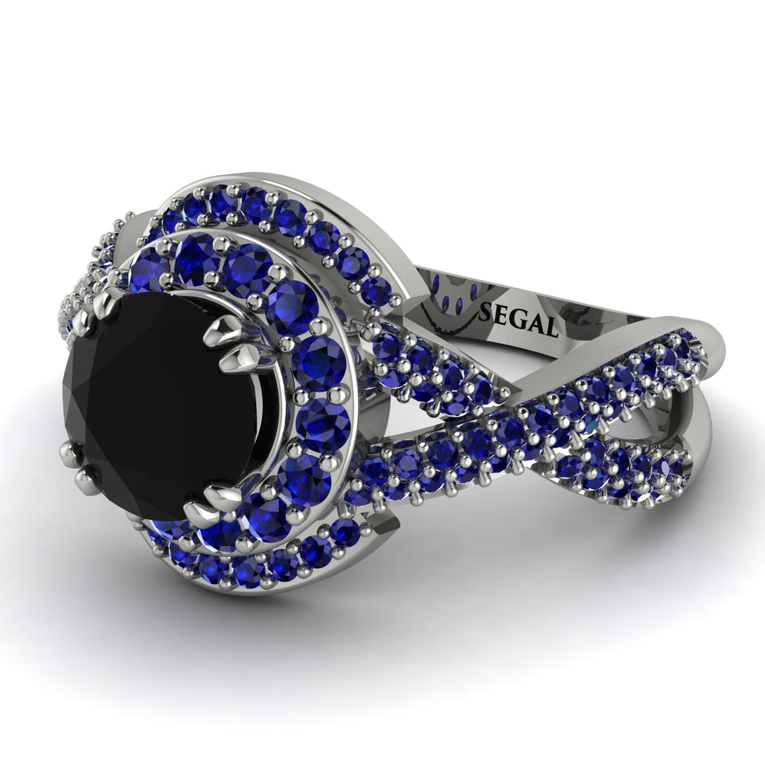 Unique Black Diamond Halo Engagement Ring - Jessica No. 69
