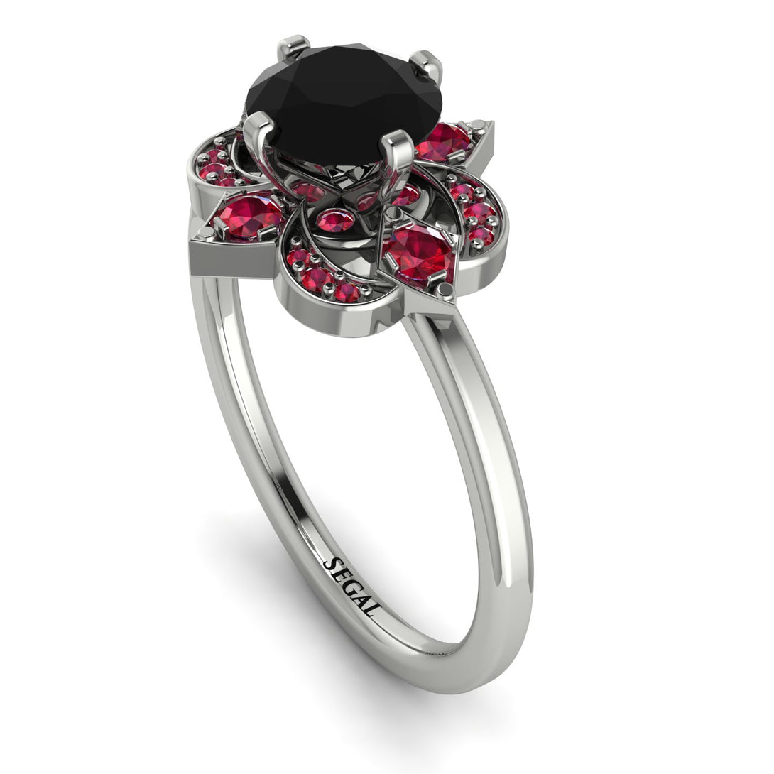 Unique Bloom Halo Black Diamond Ring - Amanda No. 54
