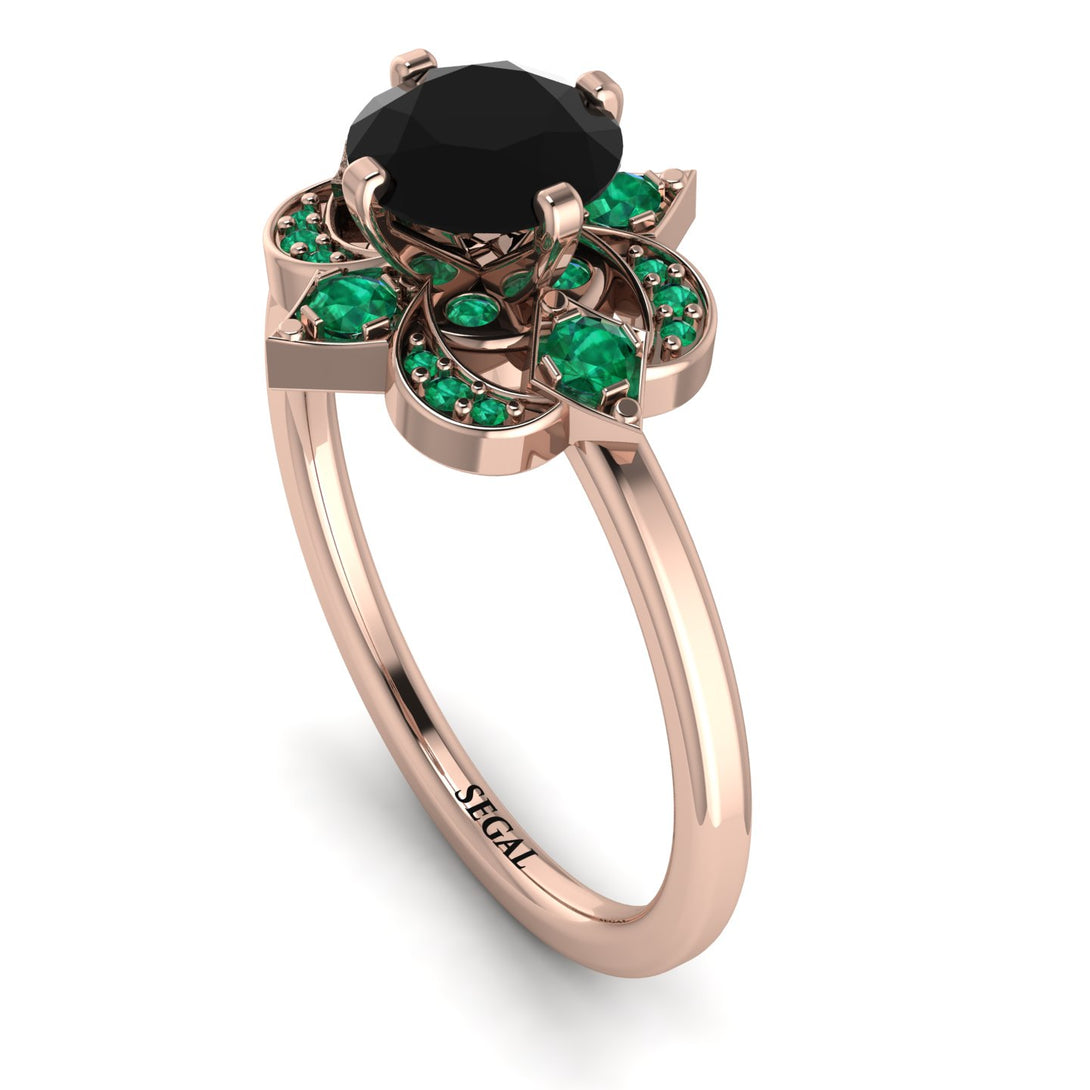 Unique Bloom Halo Black Diamond Ring - Amanda No. 23