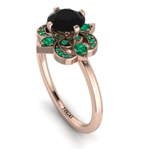 Unique Bloom Halo Black Diamond Ring - Amanda No. 23 image 1