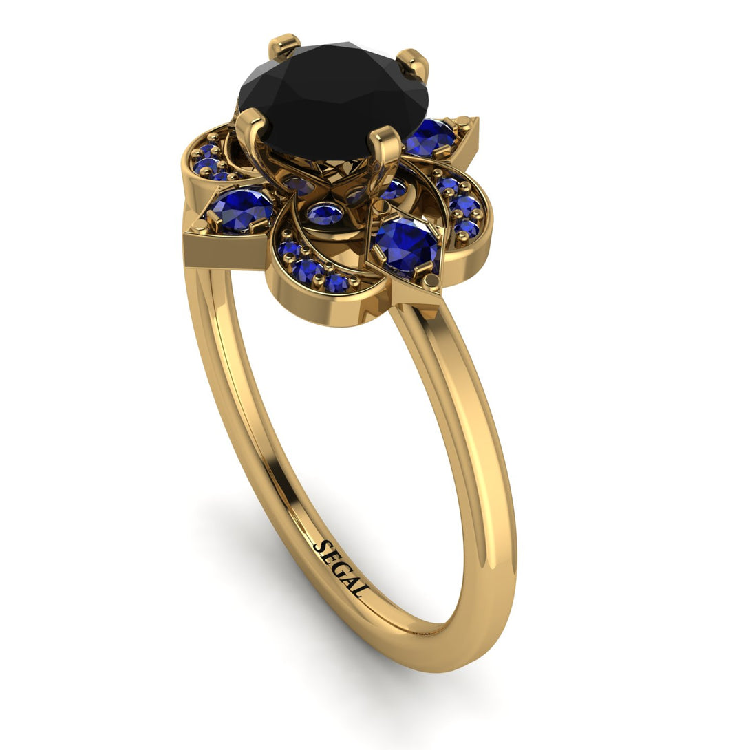 Unique Bloom Halo Black Diamond Ring - Amanda No. 67