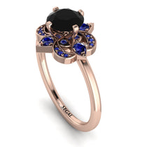 Unique Bloom Halo Black Diamond Ring - Amanda No. 68 image 1