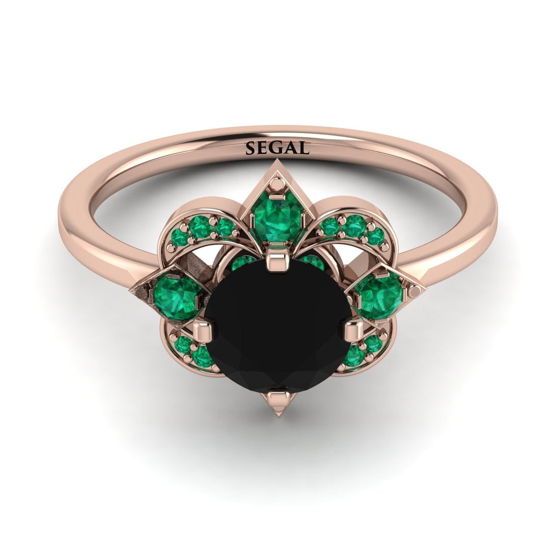 Unique Bloom Halo Black Diamond Ring - Amanda No. 23