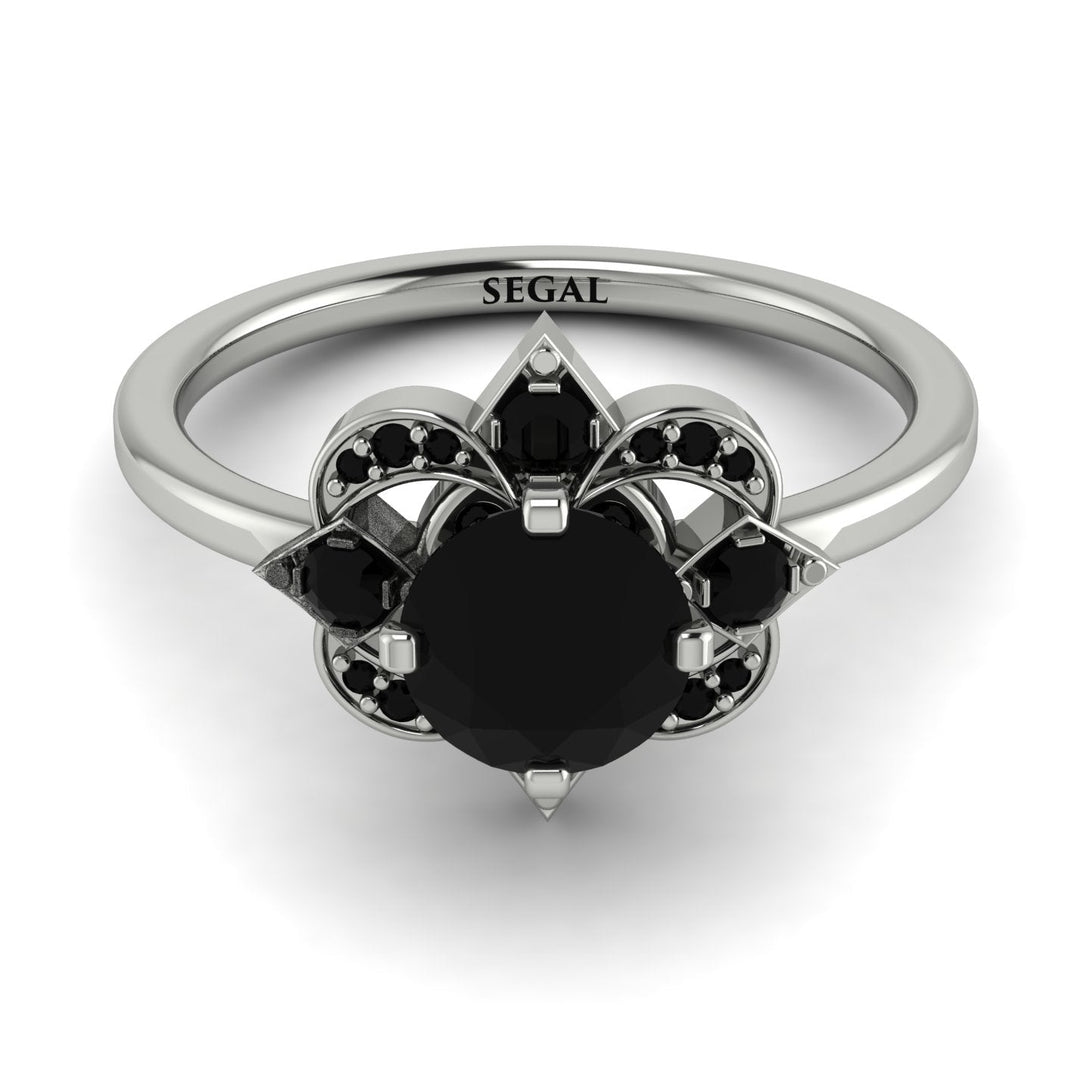 Unique Bloom Halo Black Diamond Ring - Amanda No. 39