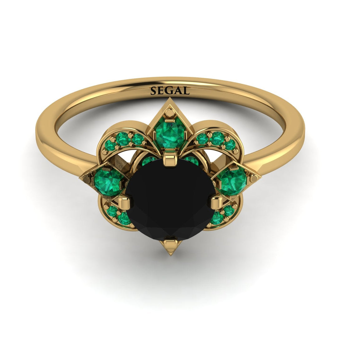 Unique Bloom Halo Black Diamond Ring - Amanda No. 22