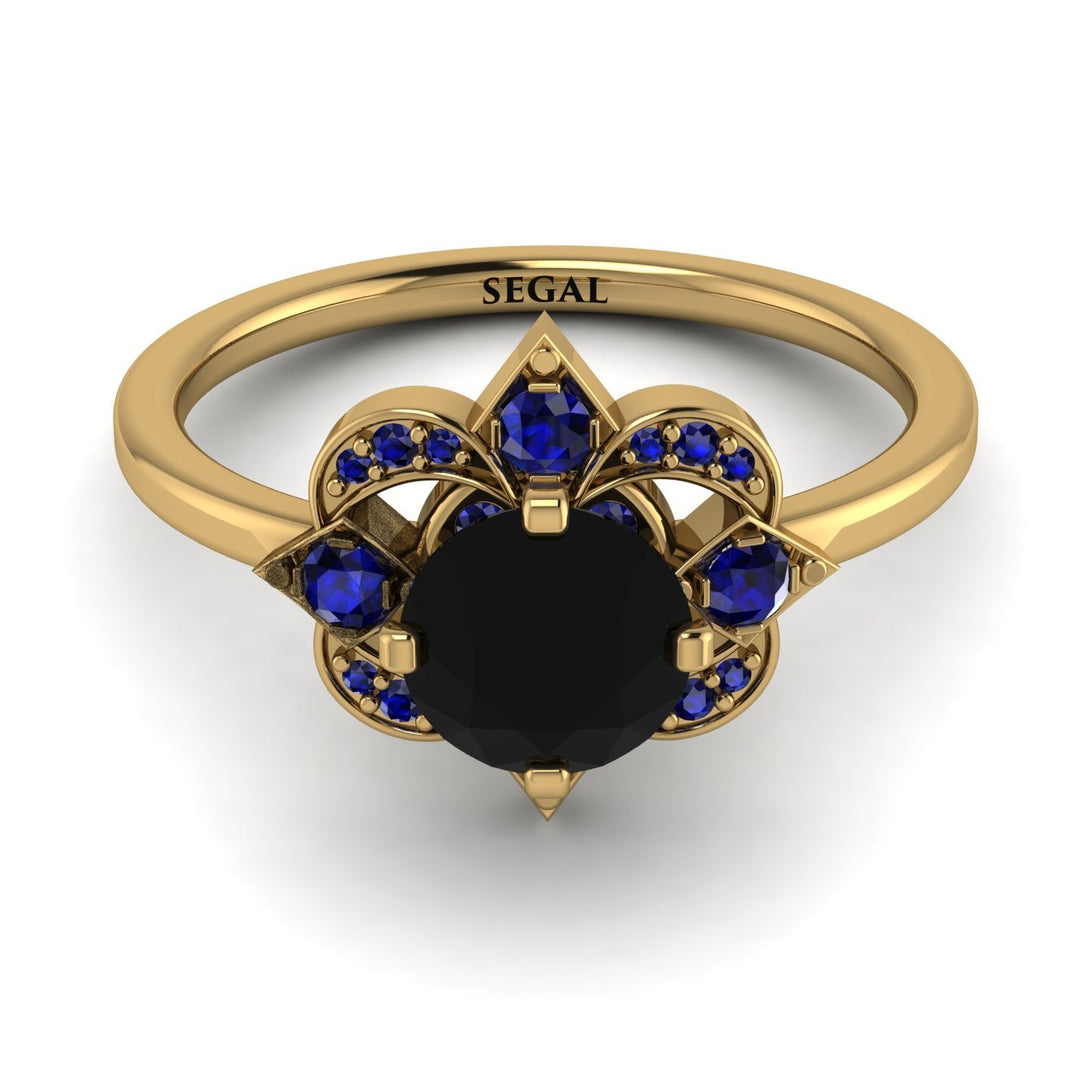 Unique Bloom Halo Black Diamond Ring - Amanda No. 67