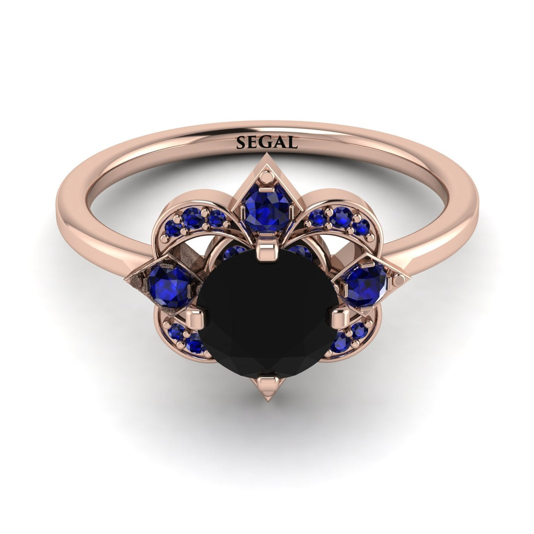Unique Bloom Halo Black Diamond Ring - Amanda No. 68
