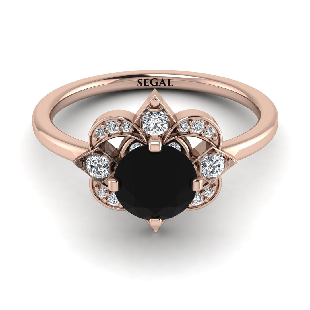 Unique Bloom Halo Black Diamond Ring - Amanda No. 8