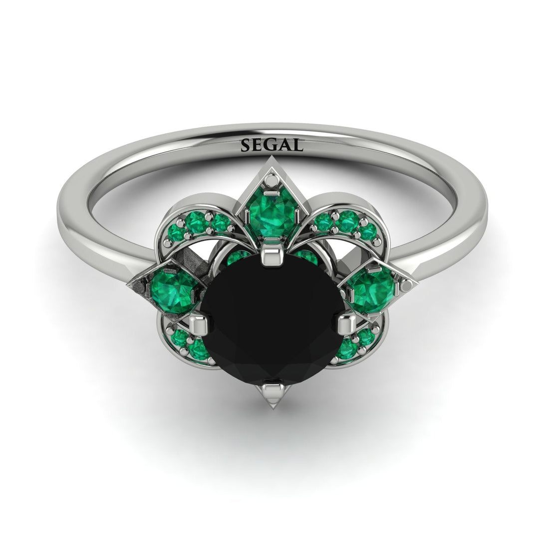 Unique Bloom Halo Black Diamond Ring - Amanda No. 24