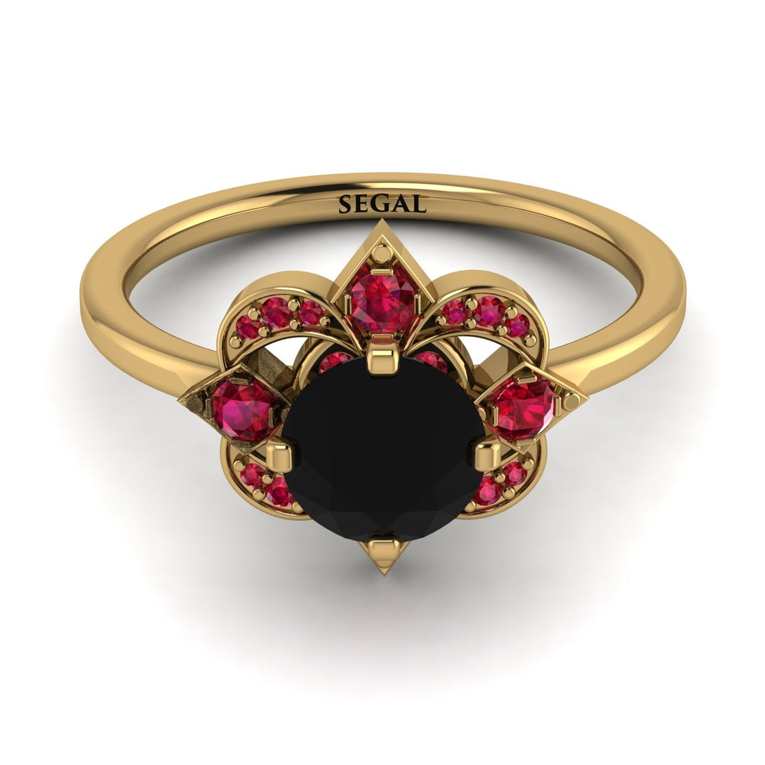 Unique Bloom Halo Black Diamond Ring - Amanda No. 52