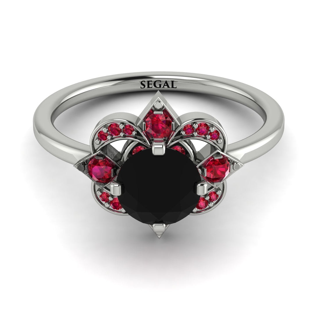 Unique Bloom Halo Black Diamond Ring - Amanda No. 54