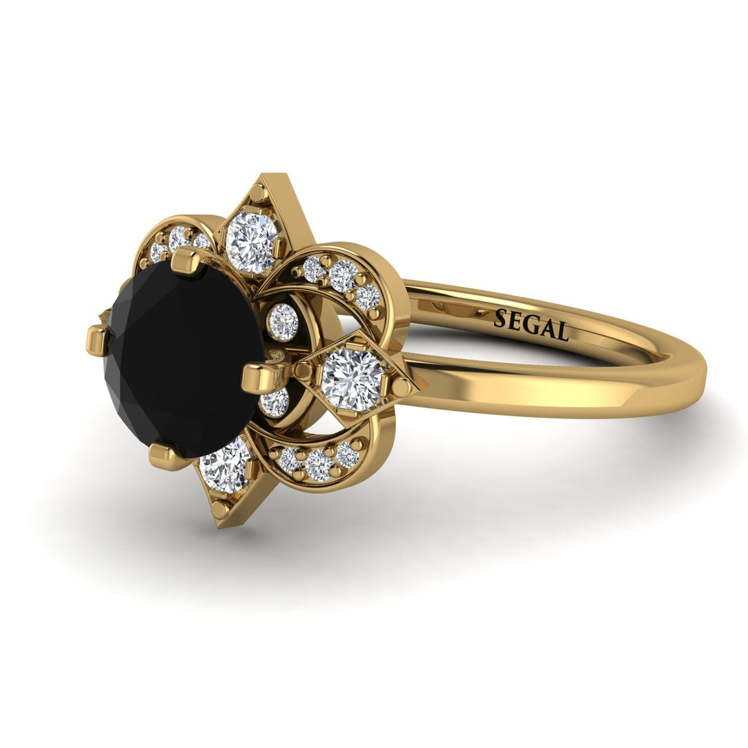 Unique Bloom Halo Black Diamond Ring - Amanda No. 7