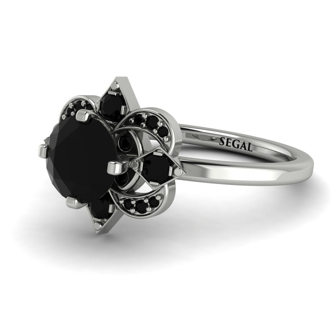 Unique Bloom Halo Black Diamond Ring - Amanda No. 39