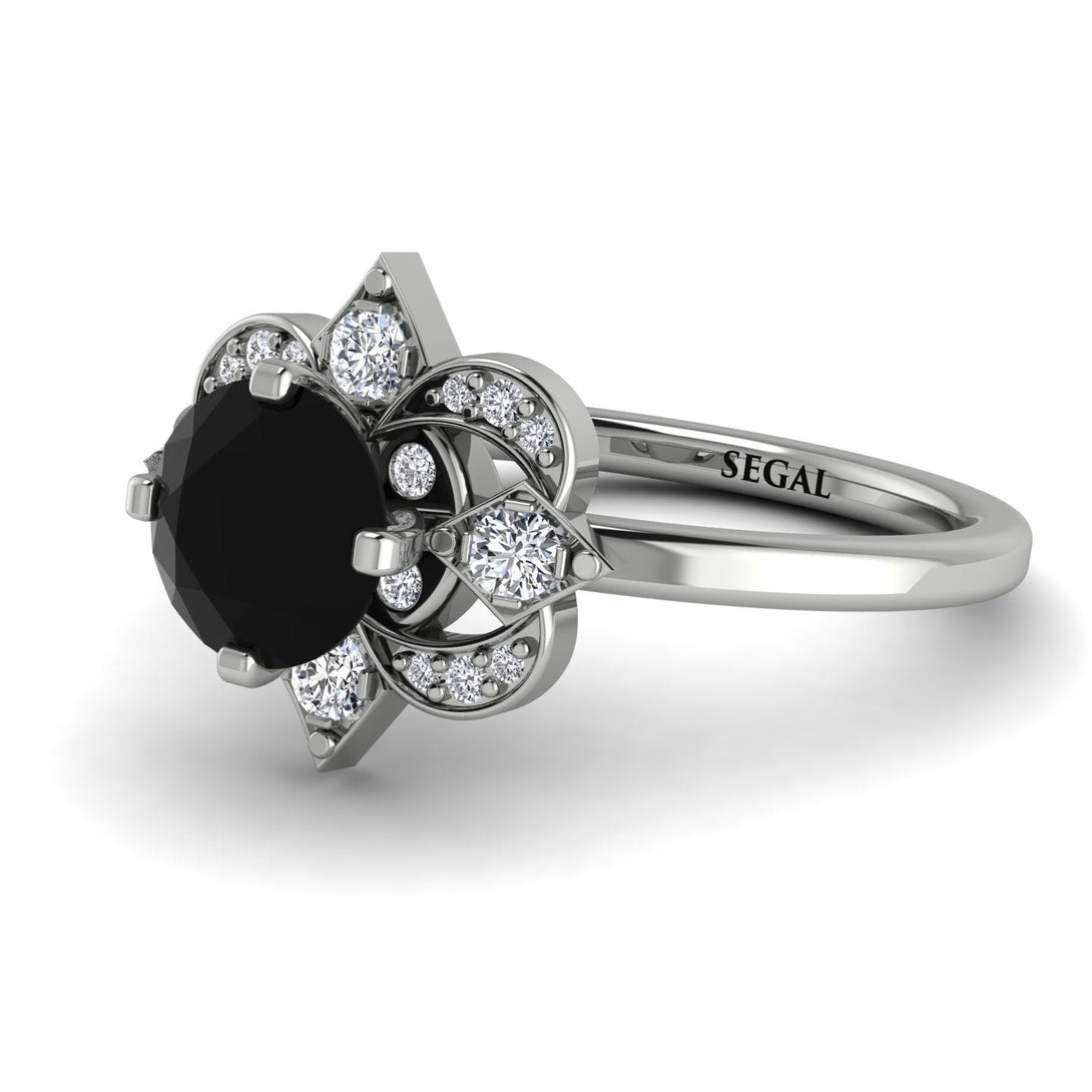 Unique Bloom Halo Black Diamond Ring - Amanda No. 9